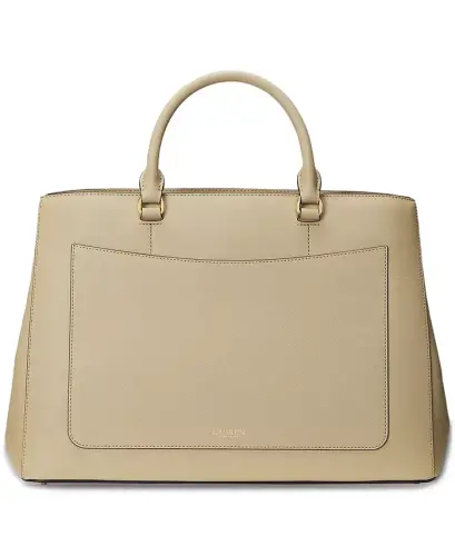 Hanna Large Crosshatch Leather Satchel Bag - Birch Tan - 3