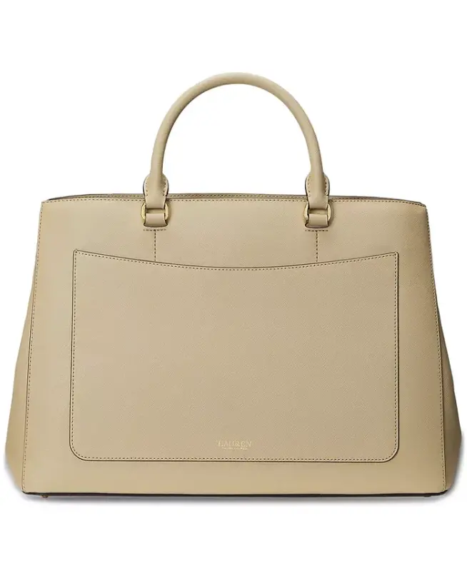 Hanna Large Crosshatch Leather Satchel Bag - Birch Tan - 3