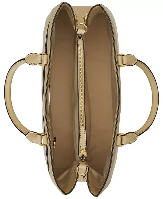 Hanna Large Crosshatch Leather Satchel Bag - Birch Tan - 5