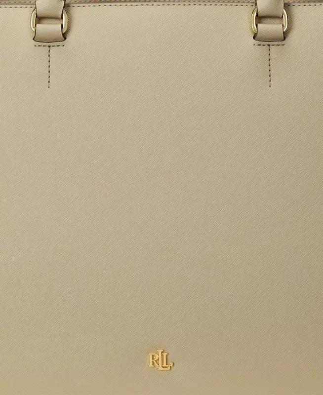 Hanna Large Crosshatch Leather Satchel Bag - Birch Tan - 6