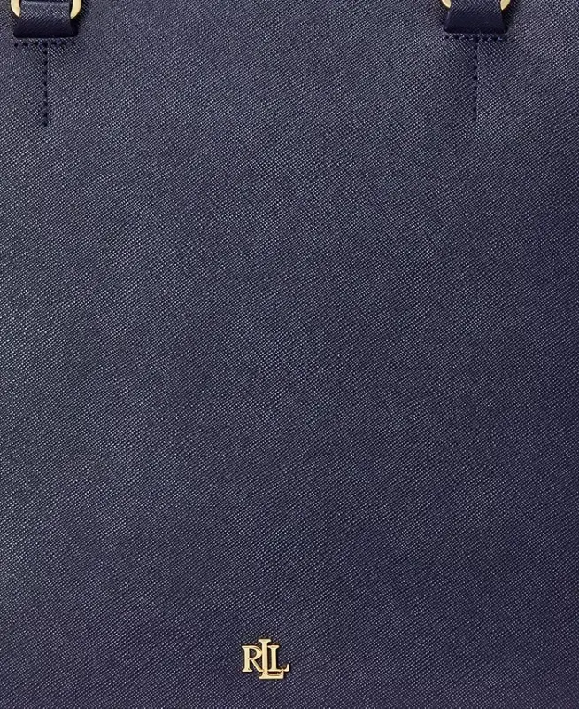 Hanna Large Crosshatch Leather Satchel Bag - Refined Navy - 5