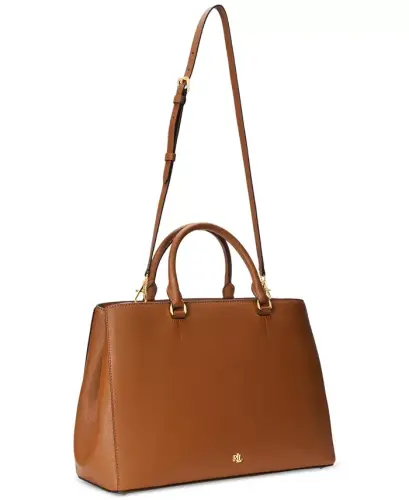 Hanna Large Crosshatch Leather Satchel Bag - Lauren Tan - 4