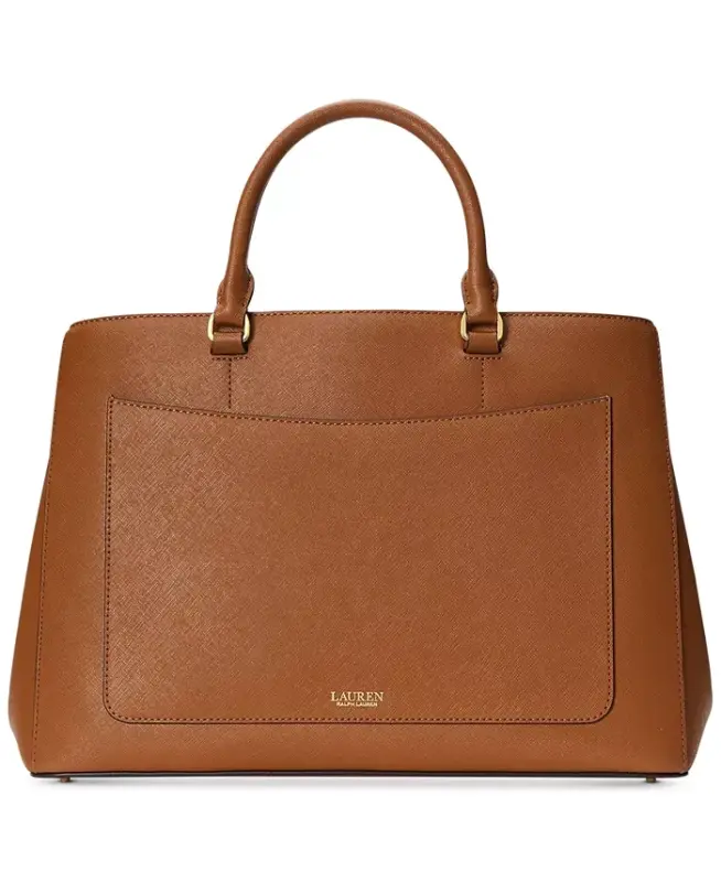 Hanna Large Crosshatch Leather Satchel Bag - Lauren Tan - 5