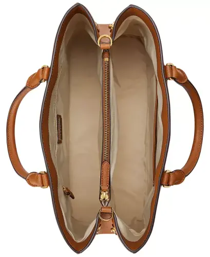 Hanna Large Crosshatch Leather Satchel Bag - Lauren Tan - 6