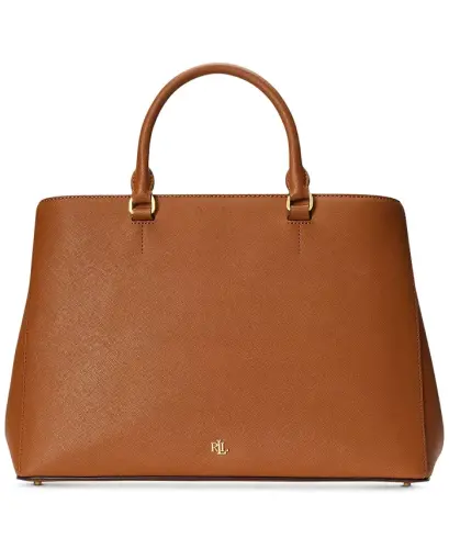 Crosshatch Leather Large Hanna Satchel-Lauren Tan 