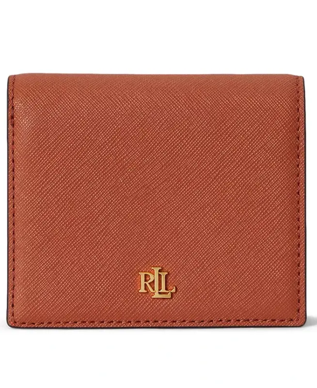 Crosshatch Leather Compact Wallet - Red Terracotta - 1