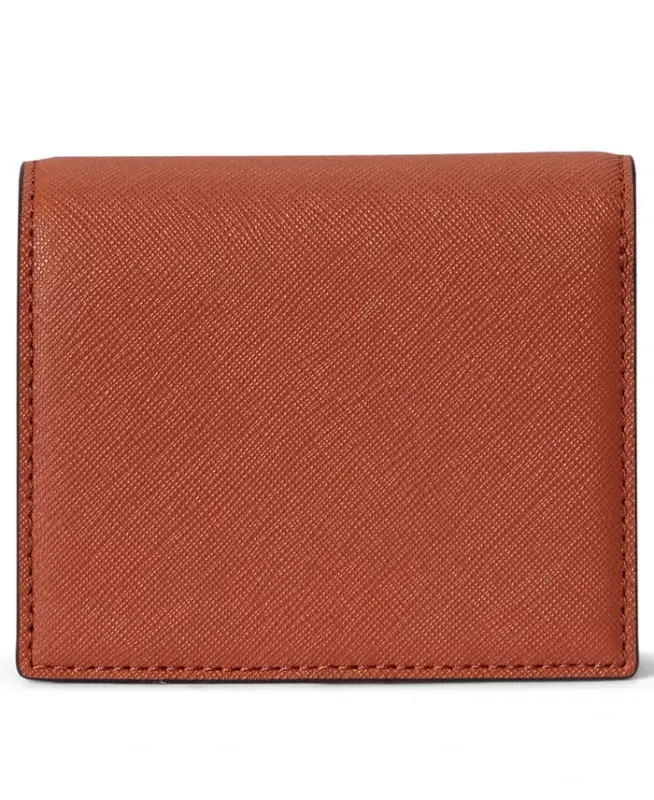 Crosshatch Leather Compact Wallet - Red Terracotta - 2