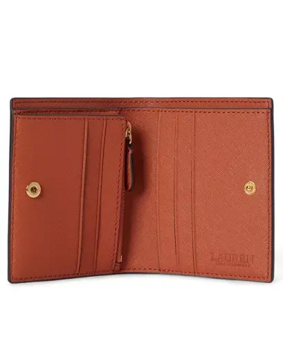 Crosshatch Leather Compact Wallet - Red Terracotta - 3