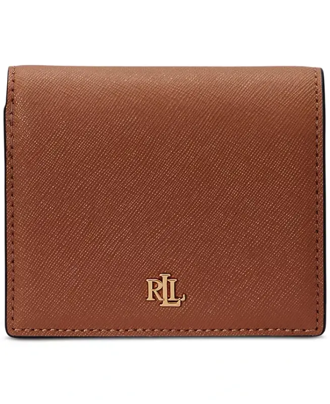 Crosshatch Leather Compact Wallet - LAUREN RALPH LAUREN