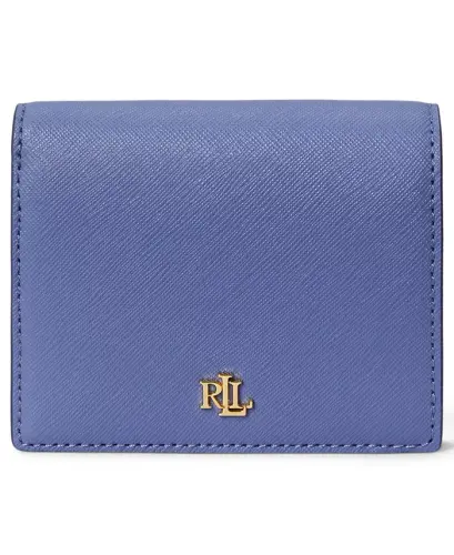 Crosshatch Leather Compact Wallet - Blue 