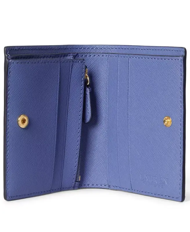 Crosshatch Leather Compact Wallet - Blue - 3