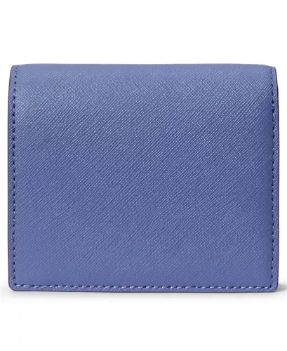 Crosshatch Leather Compact Wallet - Blue - LAUREN RALPH LAUREN (1)