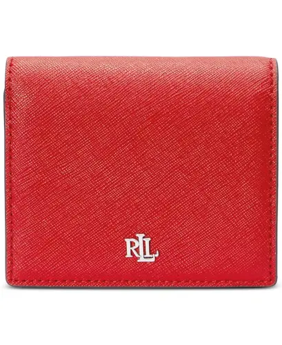 Crosshatch Leather Compact Wallet - Festive Red - 1