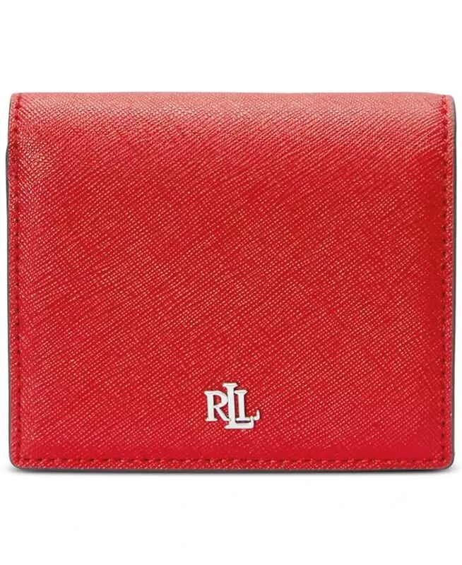 Crosshatch Leather Compact Wallet - Festive Red - Lauren Ralph Lauren