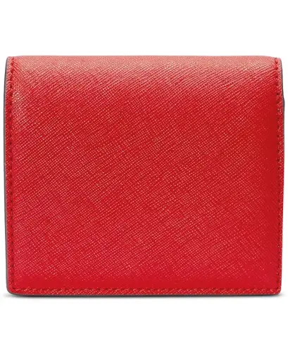 Crosshatch Leather Compact Wallet - Festive Red - 3