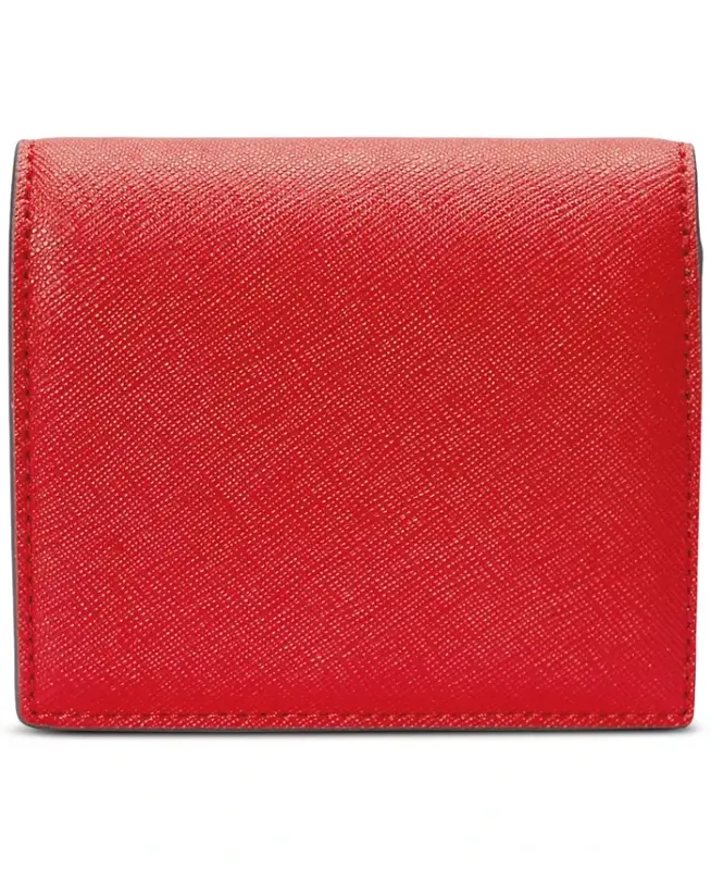 Crosshatch Leather Compact Wallet - Festive Red - 3
