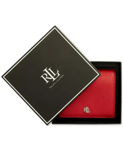 Crosshatch Leather Compact Wallet - Festive Red - Lauren Ralph Lauren (1)