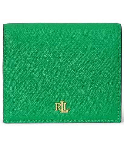 Crosshatch Leather Compact Wallet - Green Topaz - 1