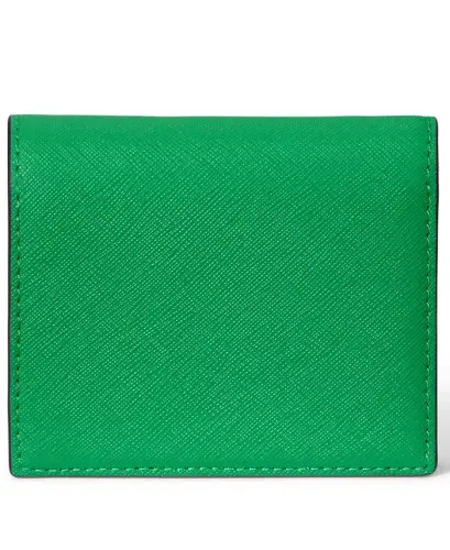 Crosshatch Leather Compact Wallet - Green Topaz - 2