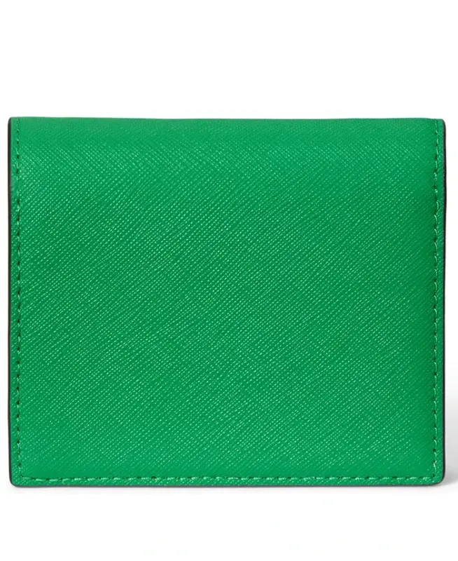 Crosshatch Leather Compact Wallet - Green Topaz - 2