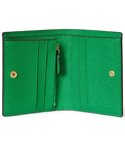 Crosshatch Leather Compact Wallet - Green Topaz - 3