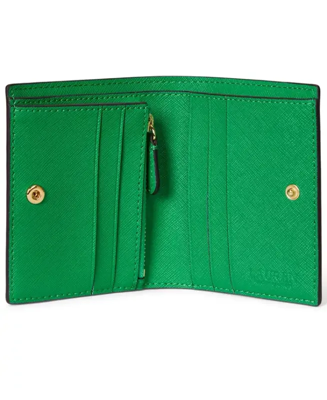 Crosshatch Leather Compact Wallet - Green Topaz - 3