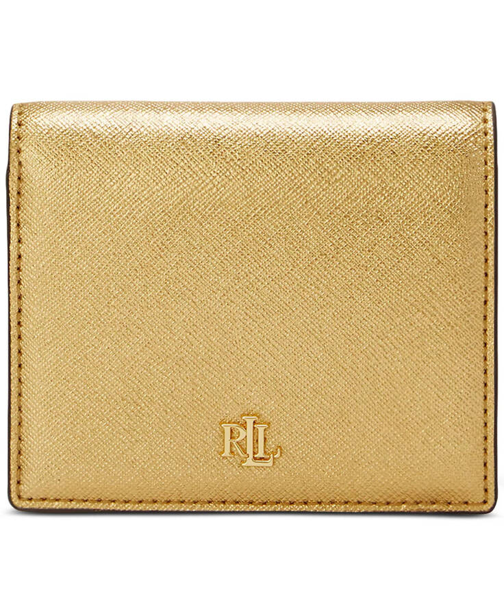 Crosshatch Leather Compact Wallet Modern Gold - 1