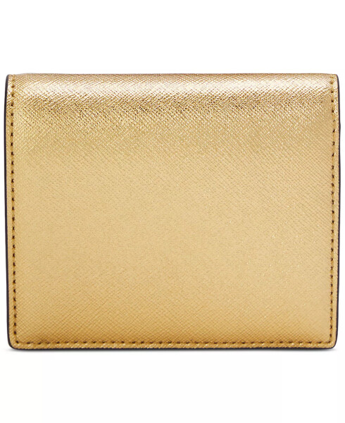 Crosshatch Leather Compact Wallet Modern Gold - 2