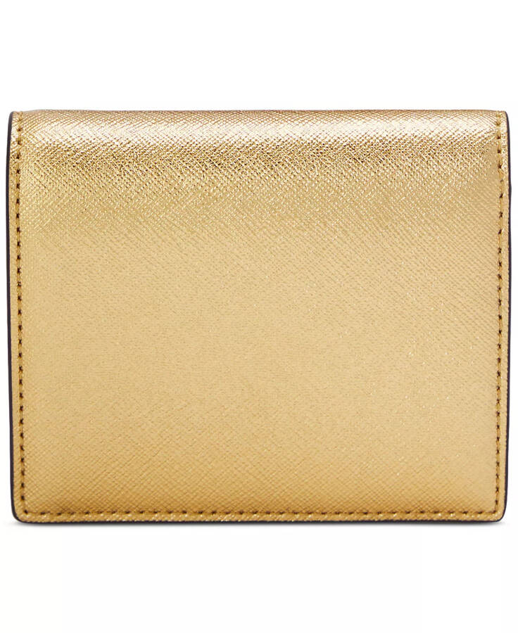 Crosshatch Leather Compact Wallet Modern Gold - 2