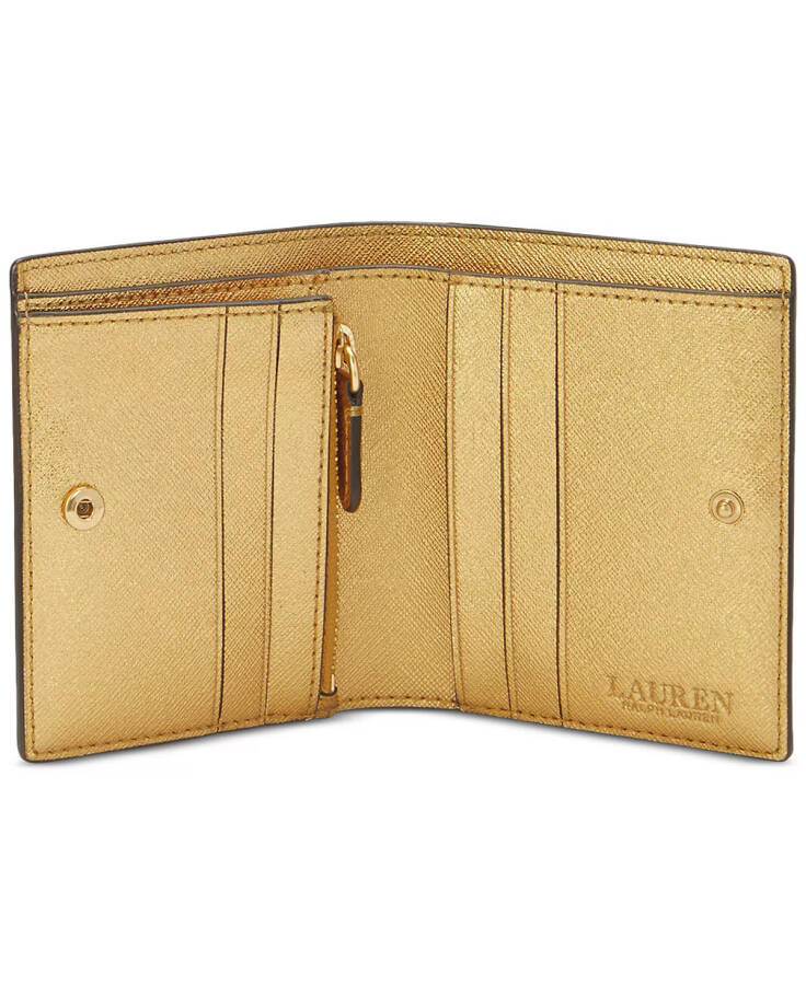 Crosshatch Leather Compact Wallet Modern Gold - 3