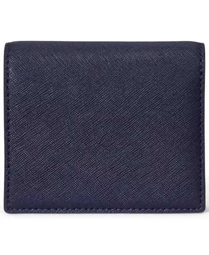 Crosshatch Leather Compact Wallet - Refined Navy/Soft White - 2