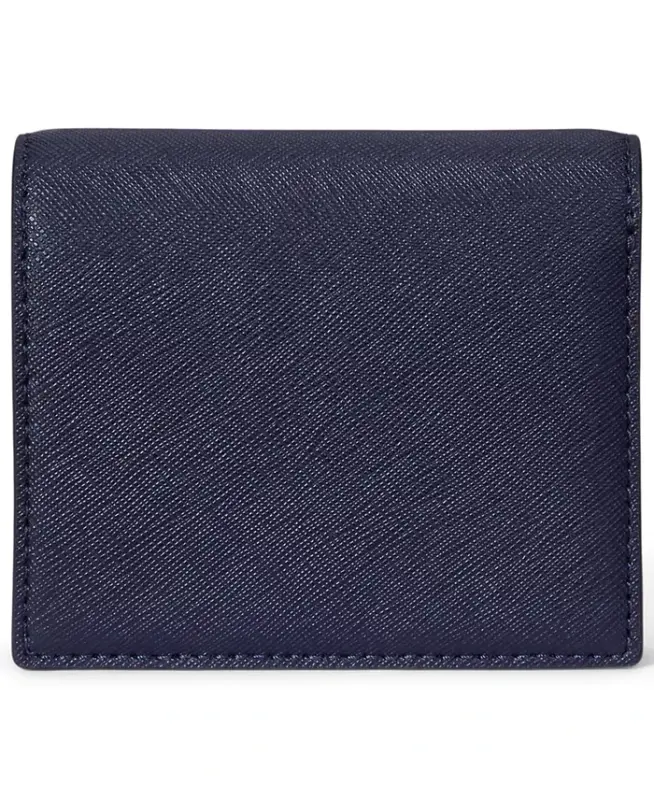 Crosshatch Leather Compact Wallet - Refined Navy/Soft White - 2