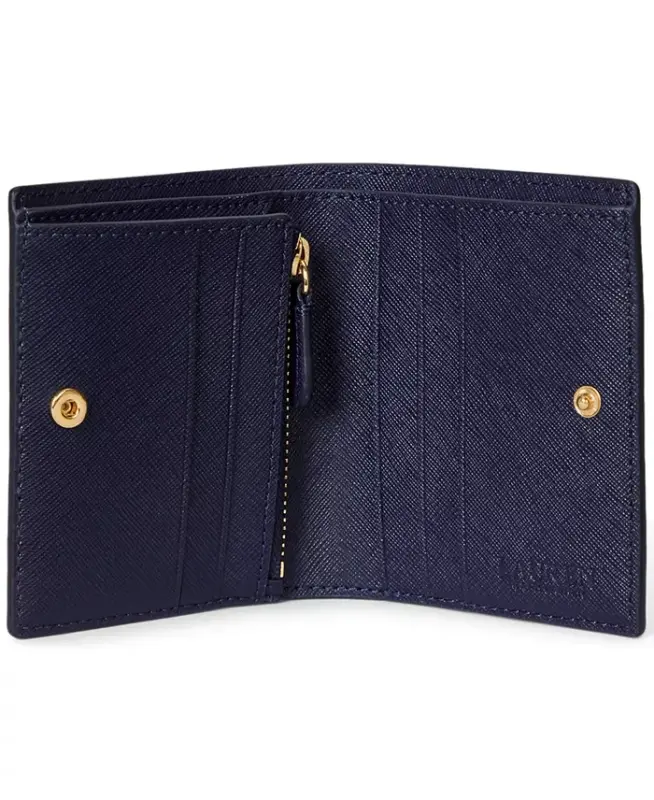 Crosshatch Leather Compact Wallet - Refined Navy/Soft White - 3