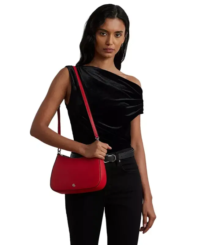 Crosshatch Leather Danni Small Shoulder Handbag - Red - 2