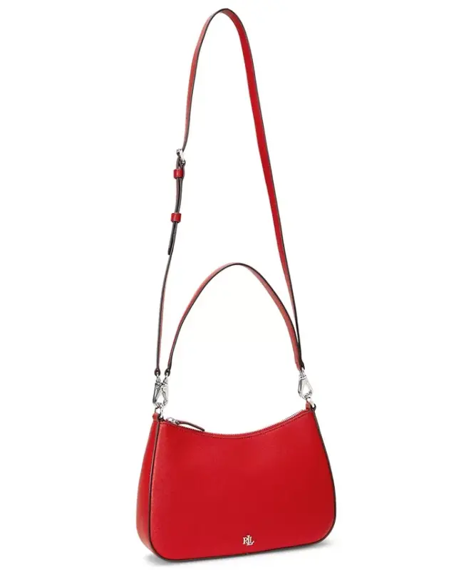 Crosshatch Leather Danni Small Shoulder Handbag - Red - 5