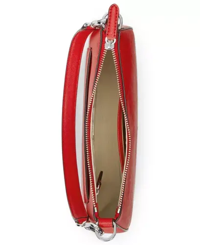 Crosshatch Leather Danni Small Shoulder Handbag - Red - 6