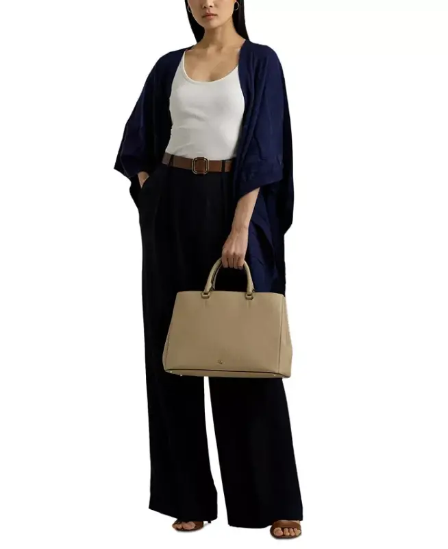 Crosshatch Leather Large Hanna Satchel-Birch Tan - 2