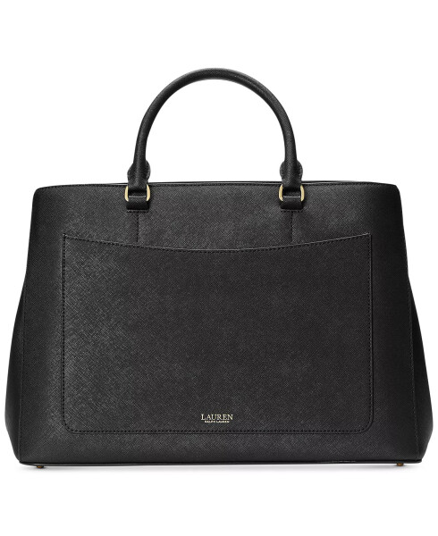 Crosshatch Leather Large Hanna Satchel Black - 5