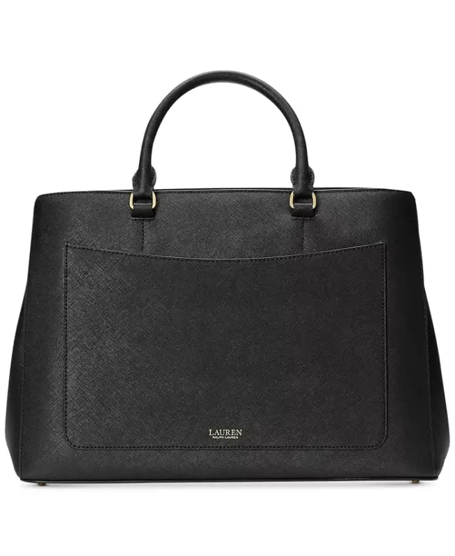 Crosshatch Leather Large Hanna Satchel-Black - 4