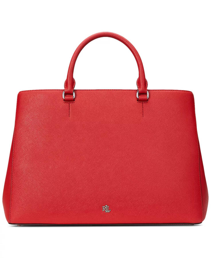 Crosshatch Leather Large Hanna Satchel Red - 1