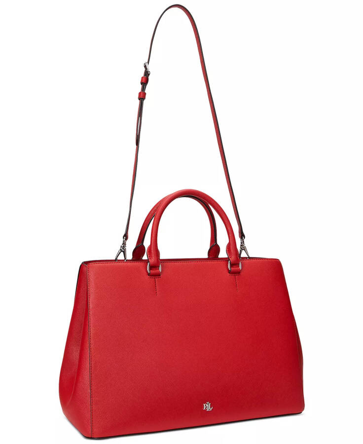 Crosshatch Leather Large Hanna Satchel Red - 5