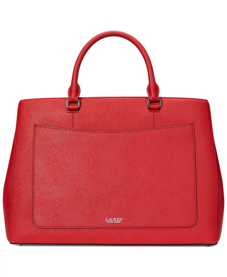 Crosshatch Leather Large Hanna Satchel Red - 6