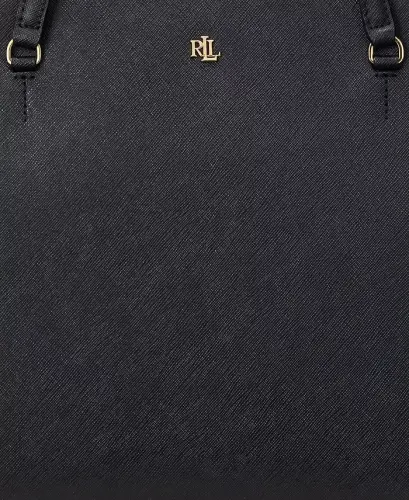 Crosshatch Leather Medium Karly Shopper Tote-Black - 5