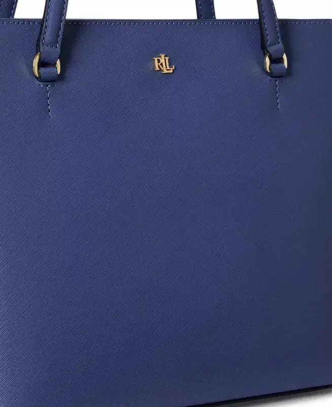 Crosshatch Leather Medium Karly Shopper Tote - Blue - 6