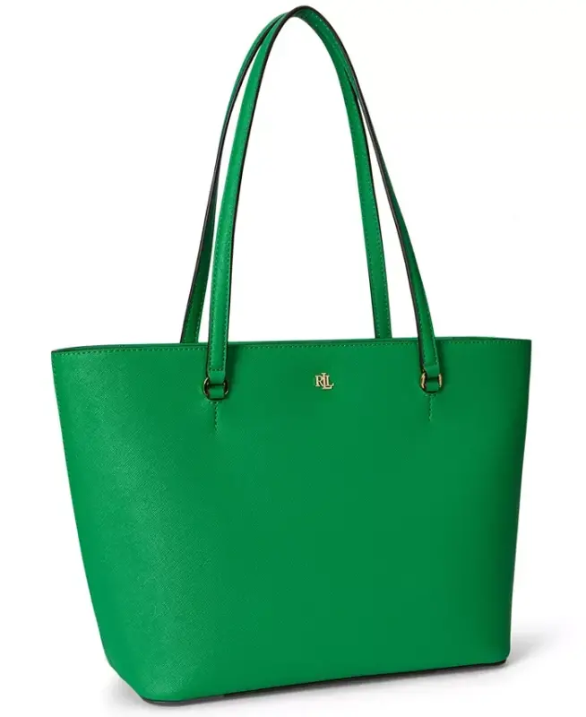 Crosshatch Leather Medium Karly Shopper Tote - Green Topaz - 4