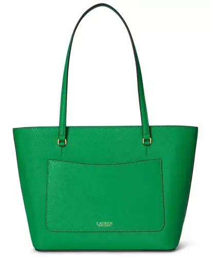 Crosshatch Leather Medium Karly Shopper Tote - Green Topaz - 5