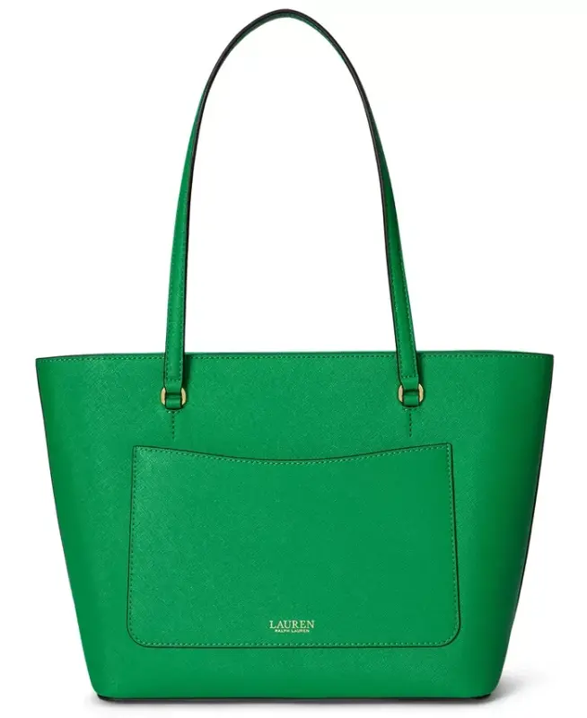 Crosshatch Leather Medium Karly Shopper Tote - Green Topaz - 5