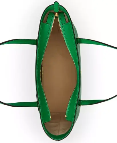 Crosshatch Leather Medium Karly Shopper Tote - Green Topaz - 6