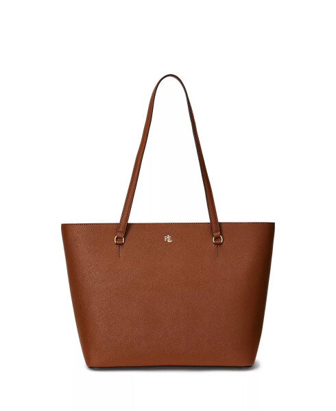 Crosshatch Leather Medium Karly Shopper Tote Lauren Tan - 1