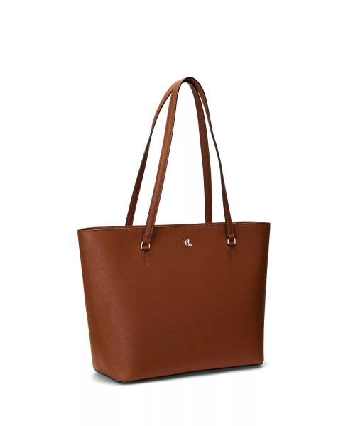 Crosshatch Leather Medium Karly Shopper Tote Lauren Tan - 3